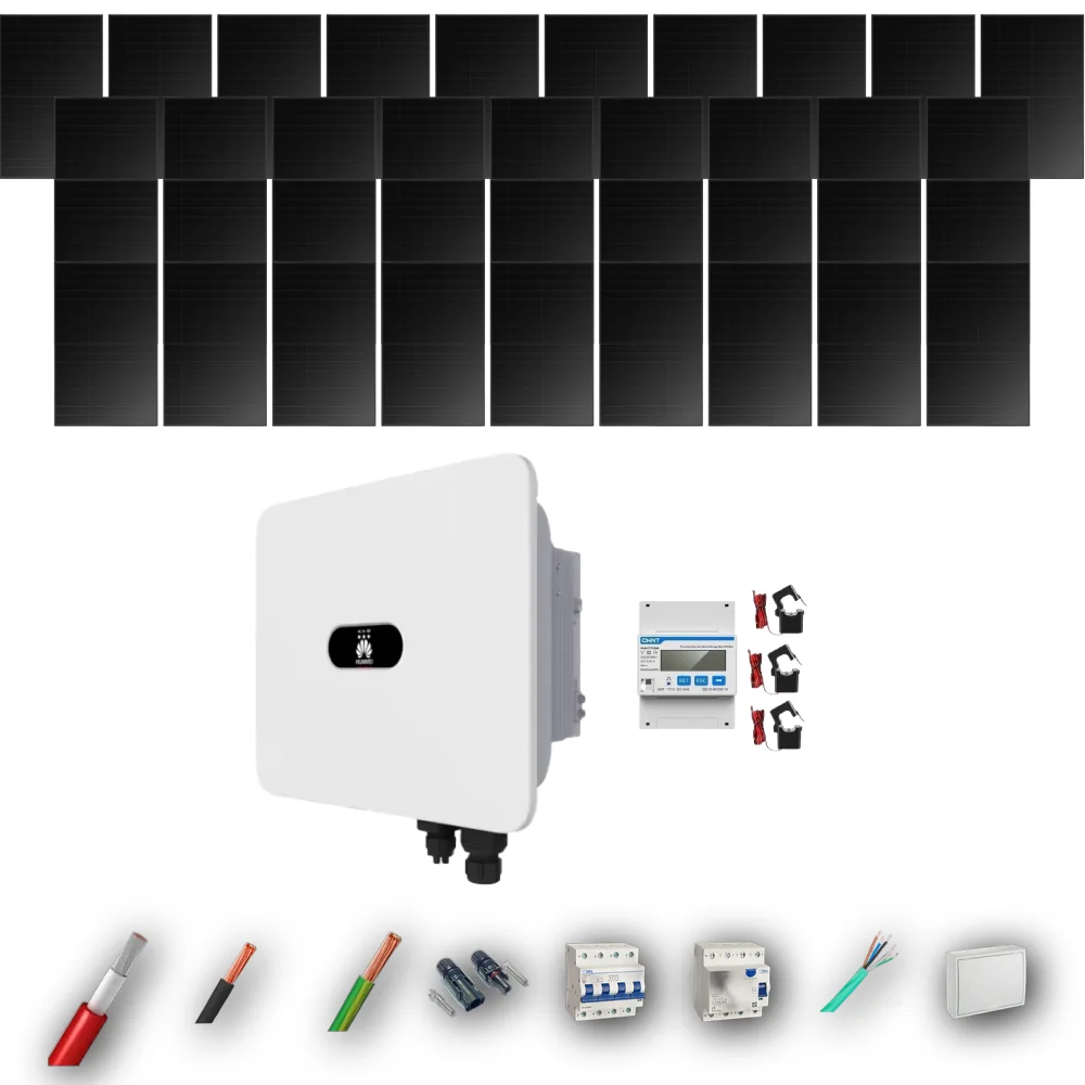 Kit Solar Trifásico Full Black Autoconsumo Huawei 17kW 36xPanel Solar Hyundai 500Wp 37 Paneles - CuencaSolar