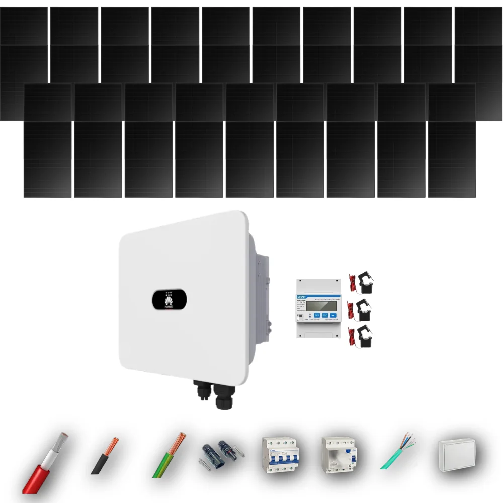 Kit Solar Trifásico Full Black Autoconsumo Huawei 17kW 36xPanel Solar Longi 475Wp 38 Paneles - CuencaSolar