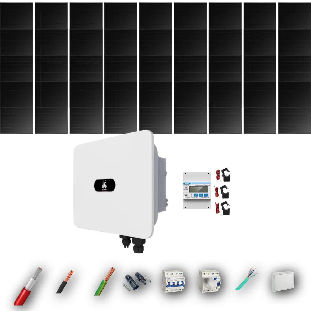 Kit Solar Trifásico Full Black Autoconsumo Huawei 17kW 36xPanel Solar Longi 475Wp 36 Paneles - CuencaSolar