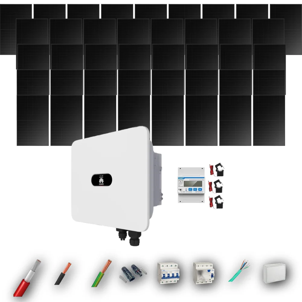 Kit Solar Trifásico Full Black Autoconsumo Huawei 20kW 40xPanel Solar Hyundai 500Wp 41 Paneles - CuencaSolar