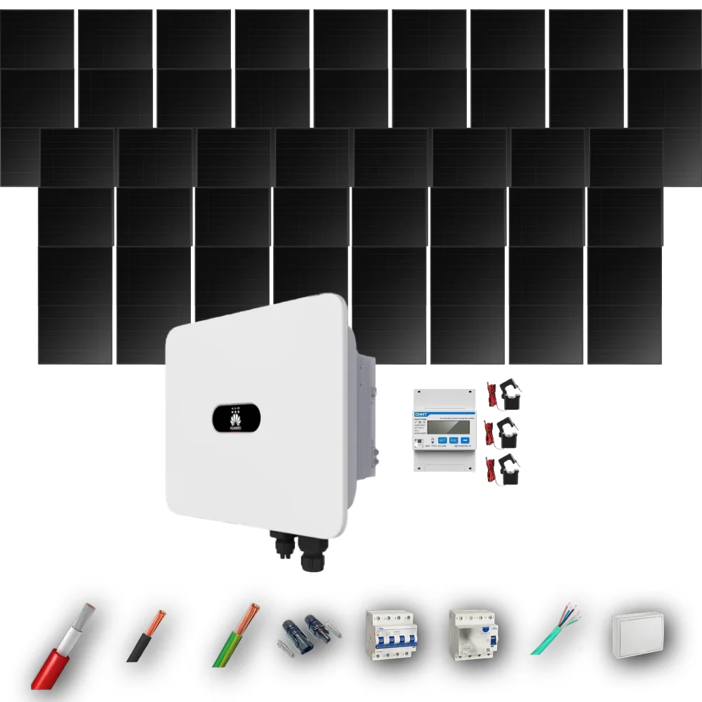 Kit Solar Trifásico Full Black Autoconsumo Huawei 20kW 40xPanel Solar Longi 475Wp 42 Paneles - CuencaSolar
