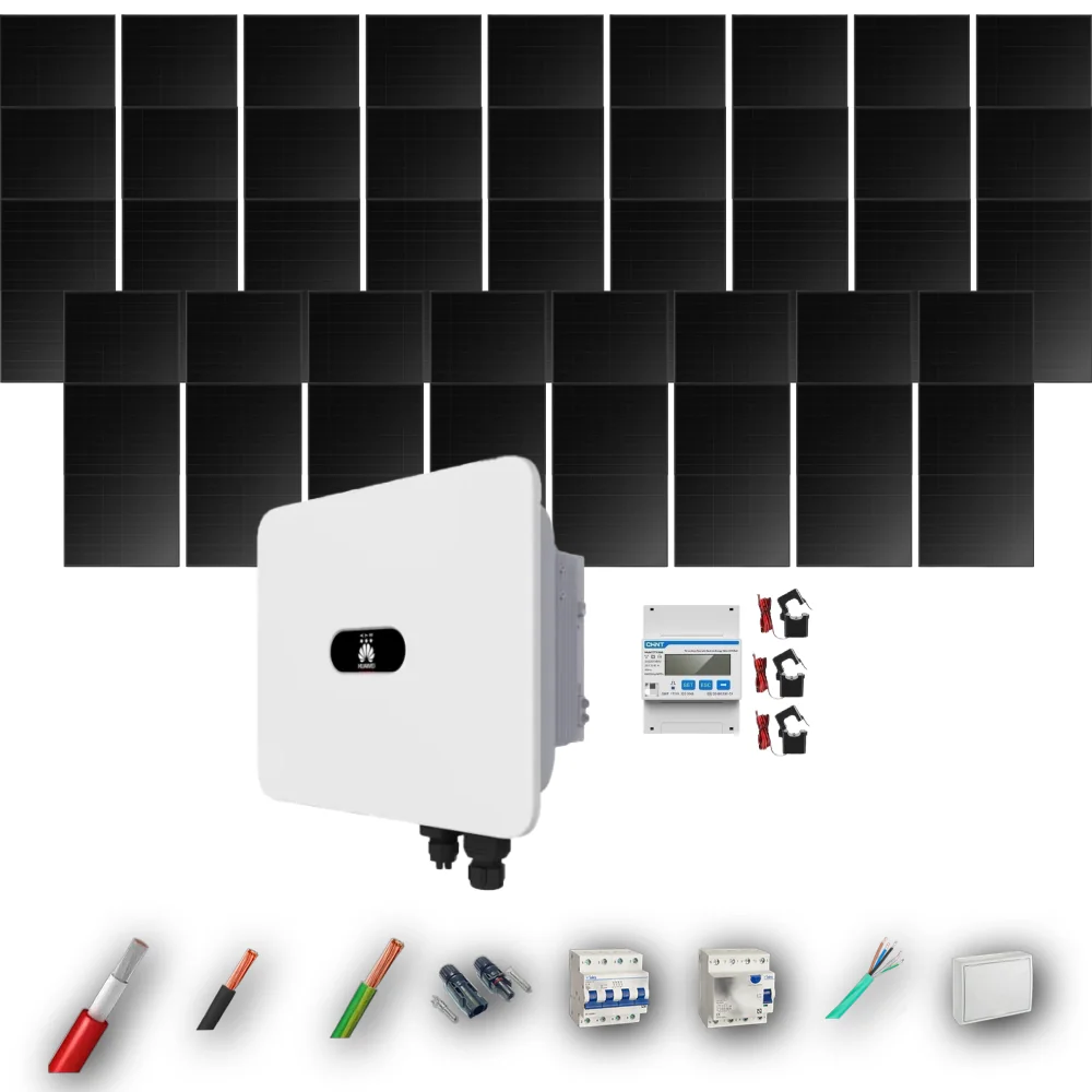 Kit Solar Trifásico Full Black Autoconsumo Huawei 20kW 40xPanel Solar Longi 475Wp 43 Paneles - CuencaSolar