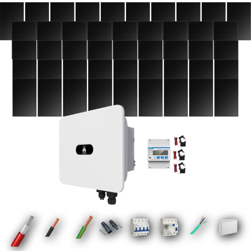 Kit Solar Trifásico Full Black Autoconsumo Huawei 20kW 40xPanel Solar Longi 475Wp 46 Paneles - CuencaSolar