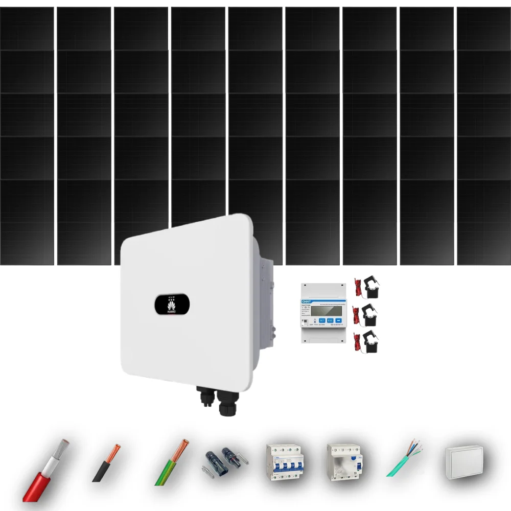 Kit Solar Trifásico Full Black Autoconsumo Huawei 20kW 40xPanel Solar Longi 475Wp 45 Paneles - CuencaSolar