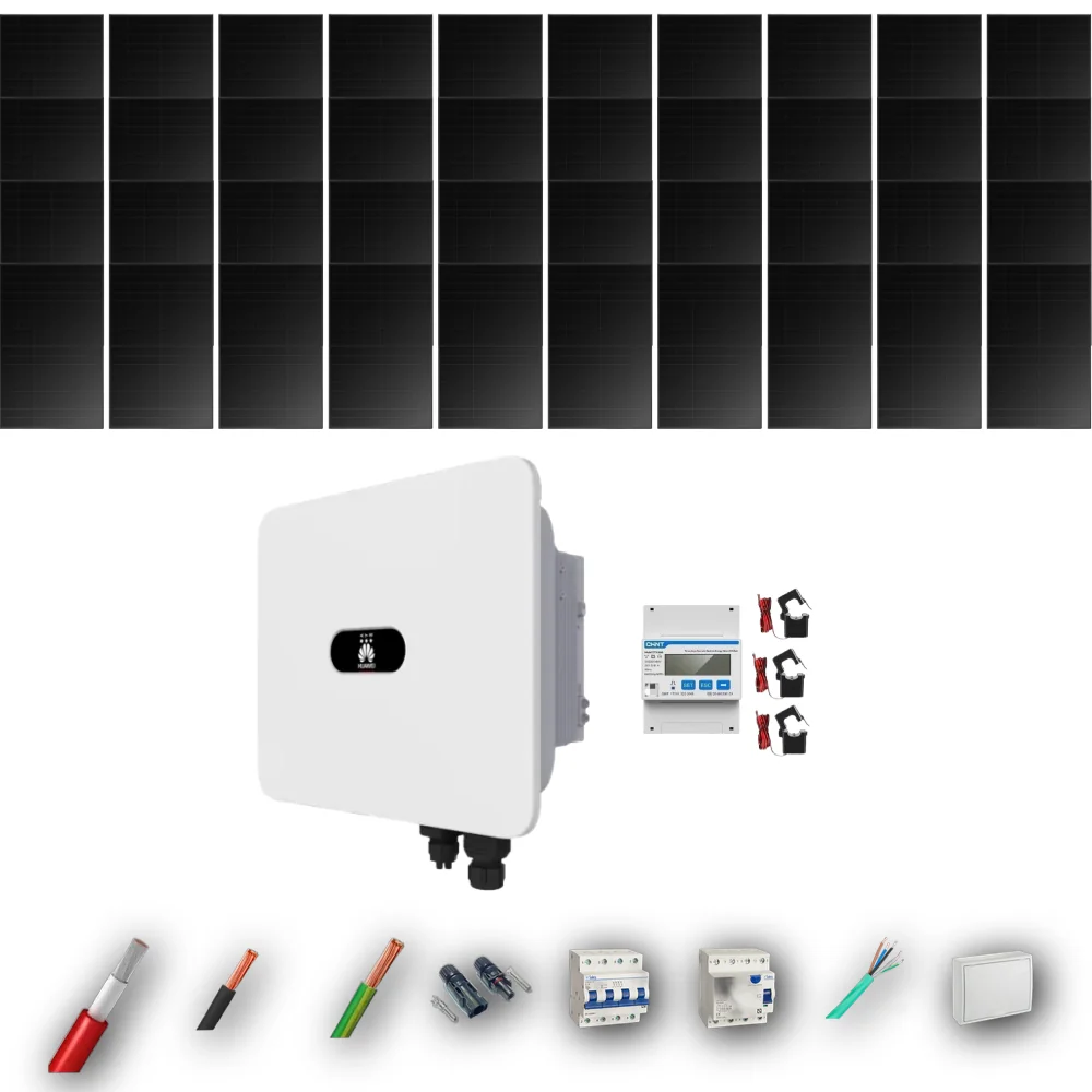Kit Solar Trifásico Full Black Autoconsumo Huawei 20kW 40xPanel Solar Longi 475Wp 40 Paneles - CuencaSolar