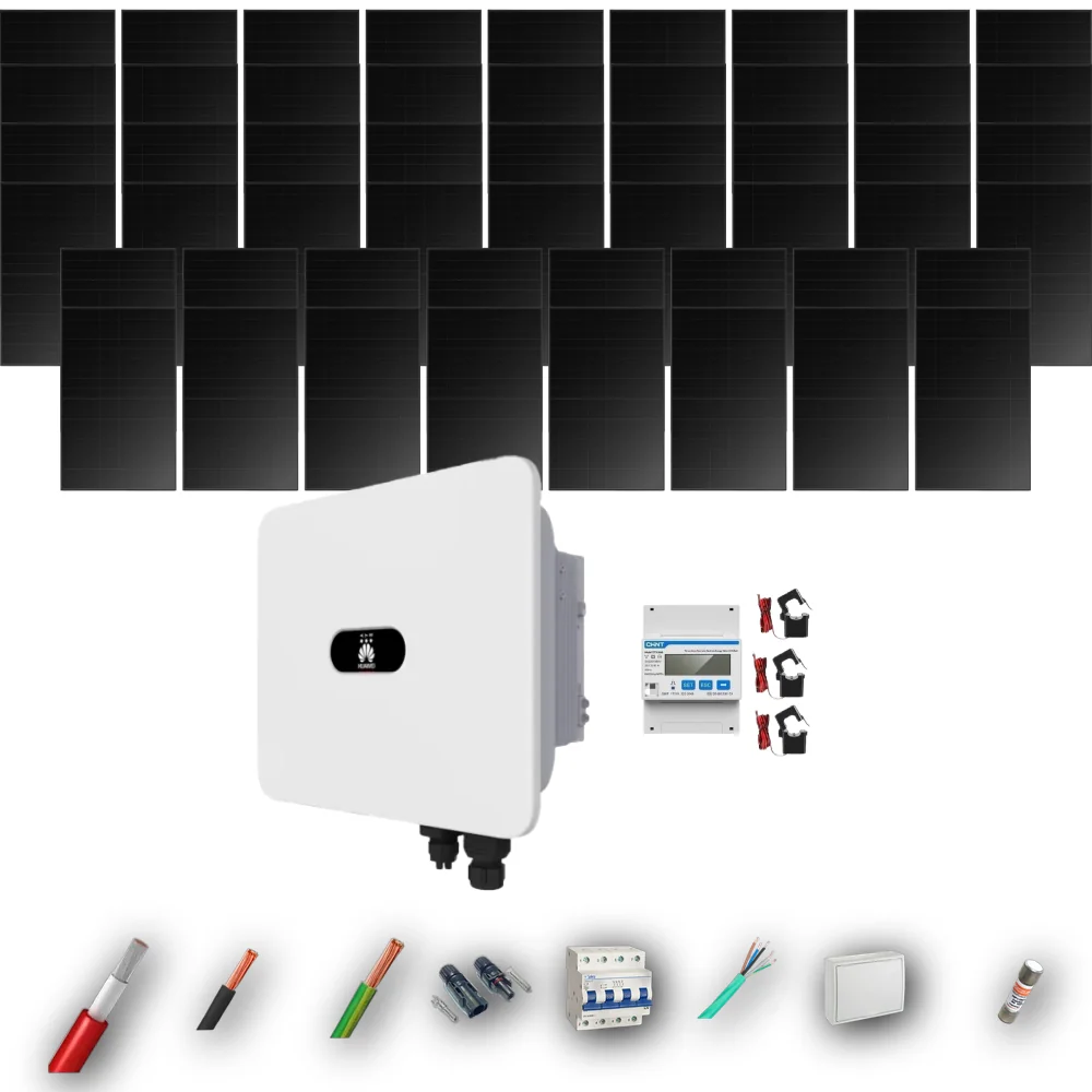 Kit Solar Trifásico Full Black Autoconsumo Huawei 25kW 47xPanel Solar Hyundai 500Wp 52 Paneles - CuencaSolar