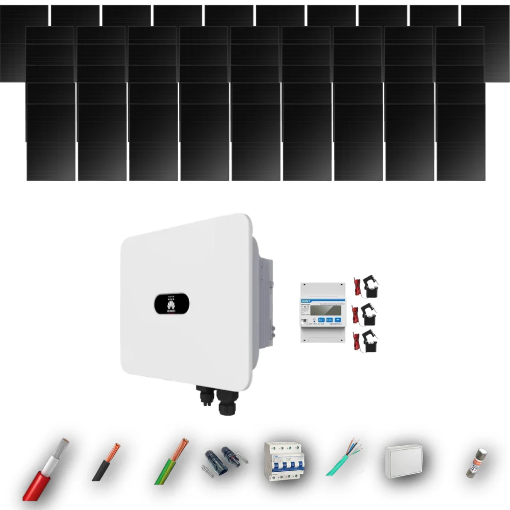 Kit Solar Trifásico Full Black Autoconsumo Huawei 25kW 47xPanel Solar Hyundai 500Wp 55 Paneles - CuencaSolar