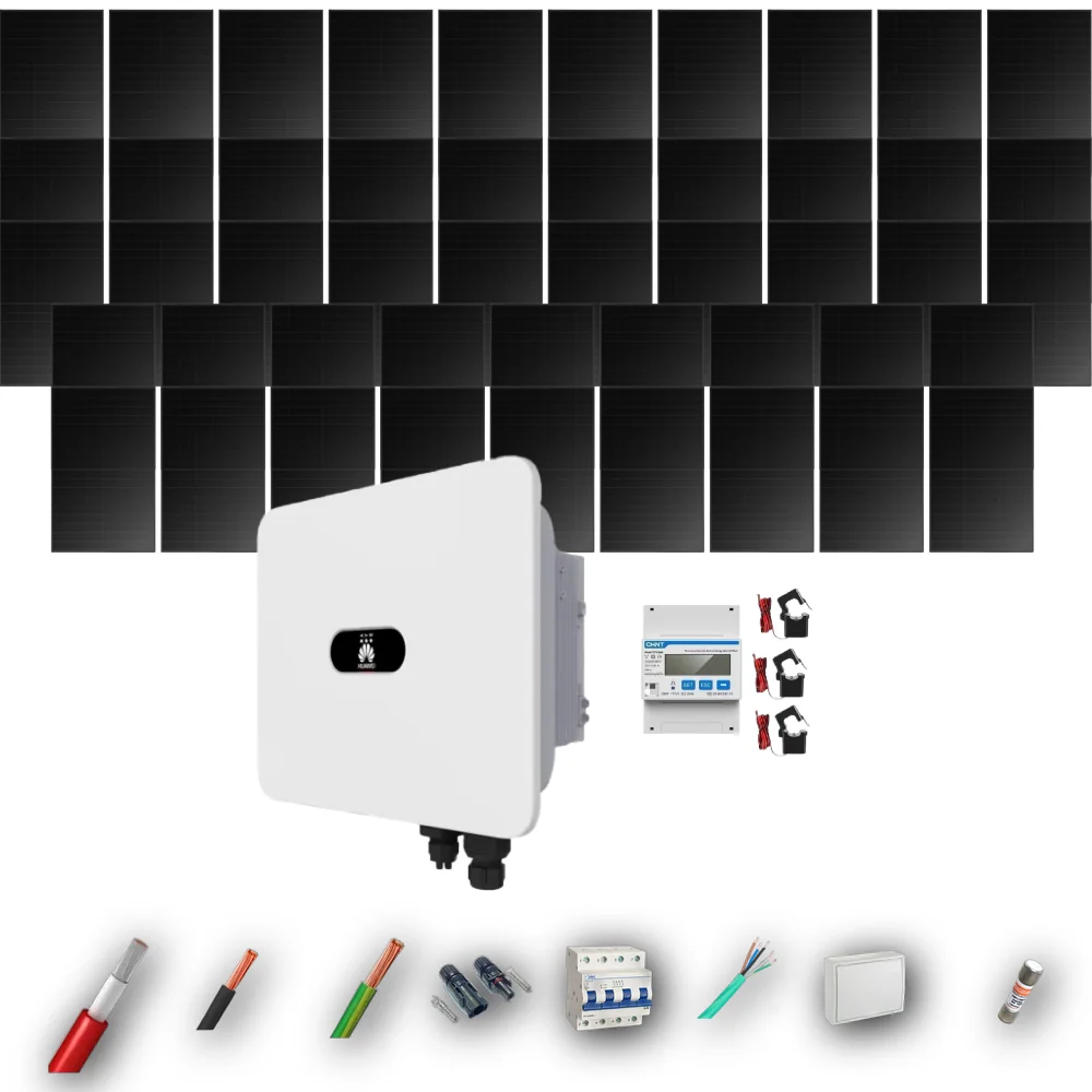 Kit Solar Trifásico Full Black Autoconsumo Huawei 25kW 47xPanel Solar Longi 475Wp 48 Paneles - CuencaSolar