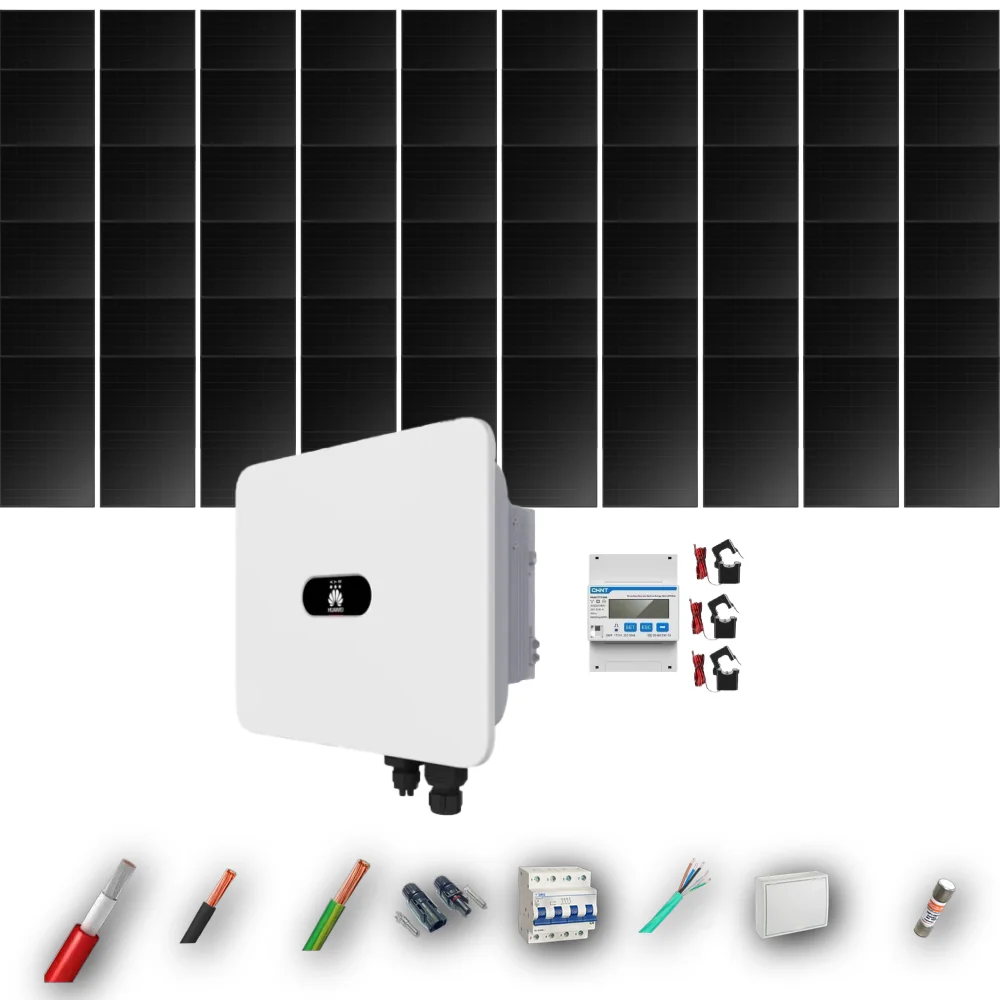 Kit Solar Trifásico Full Black Autoconsumo Huawei 25kW 47xPanel Solar Longi 475Wp 60 Paneles - CuencaSolar