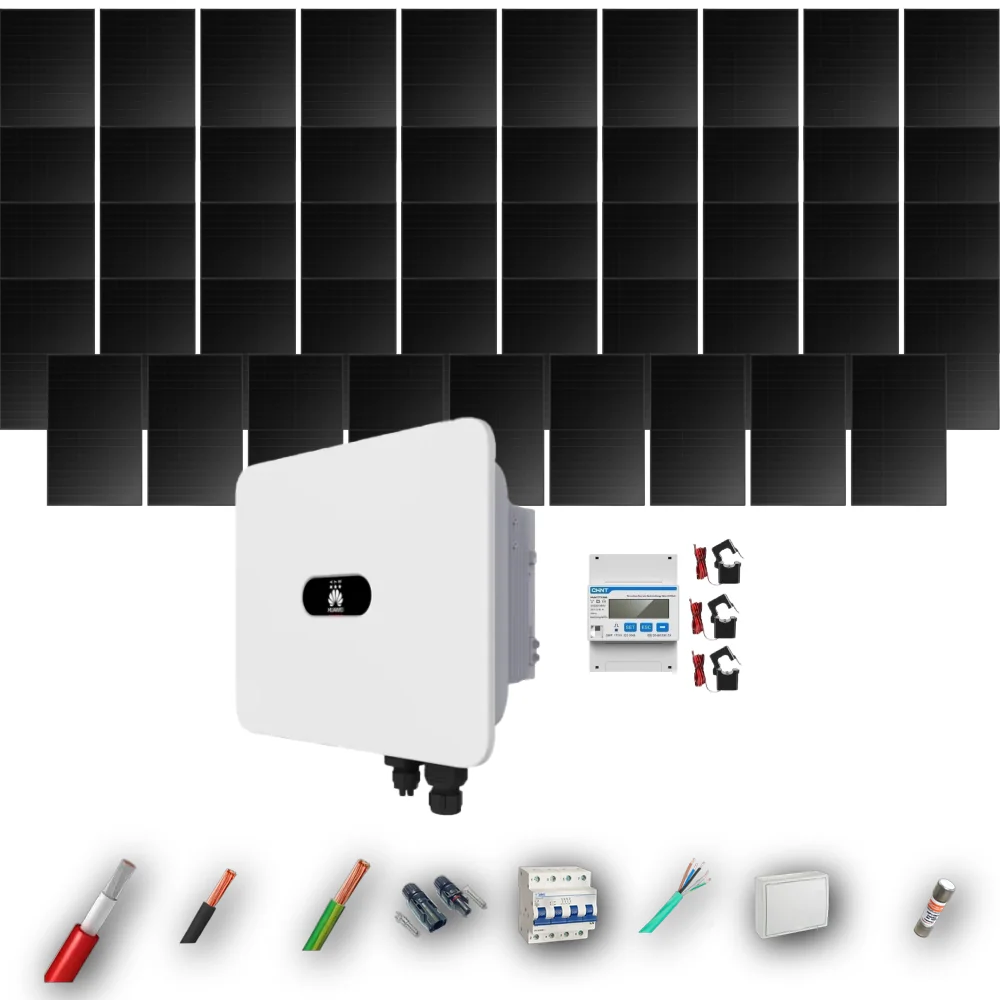 Kit Solar Trifásico Full Black Autoconsumo Huawei 25kW 47xPanel Solar Longi 475Wp 49 Paneles - CuencaSolar