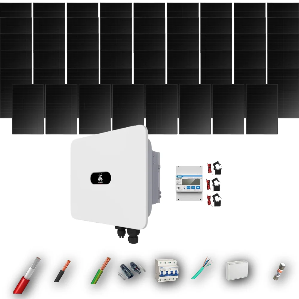 Kit Solar Trifásico Full Black Autoconsumo Huawei 25kW 47xPanel Solar Longi 475Wp 53 Paneles - CuencaSolar