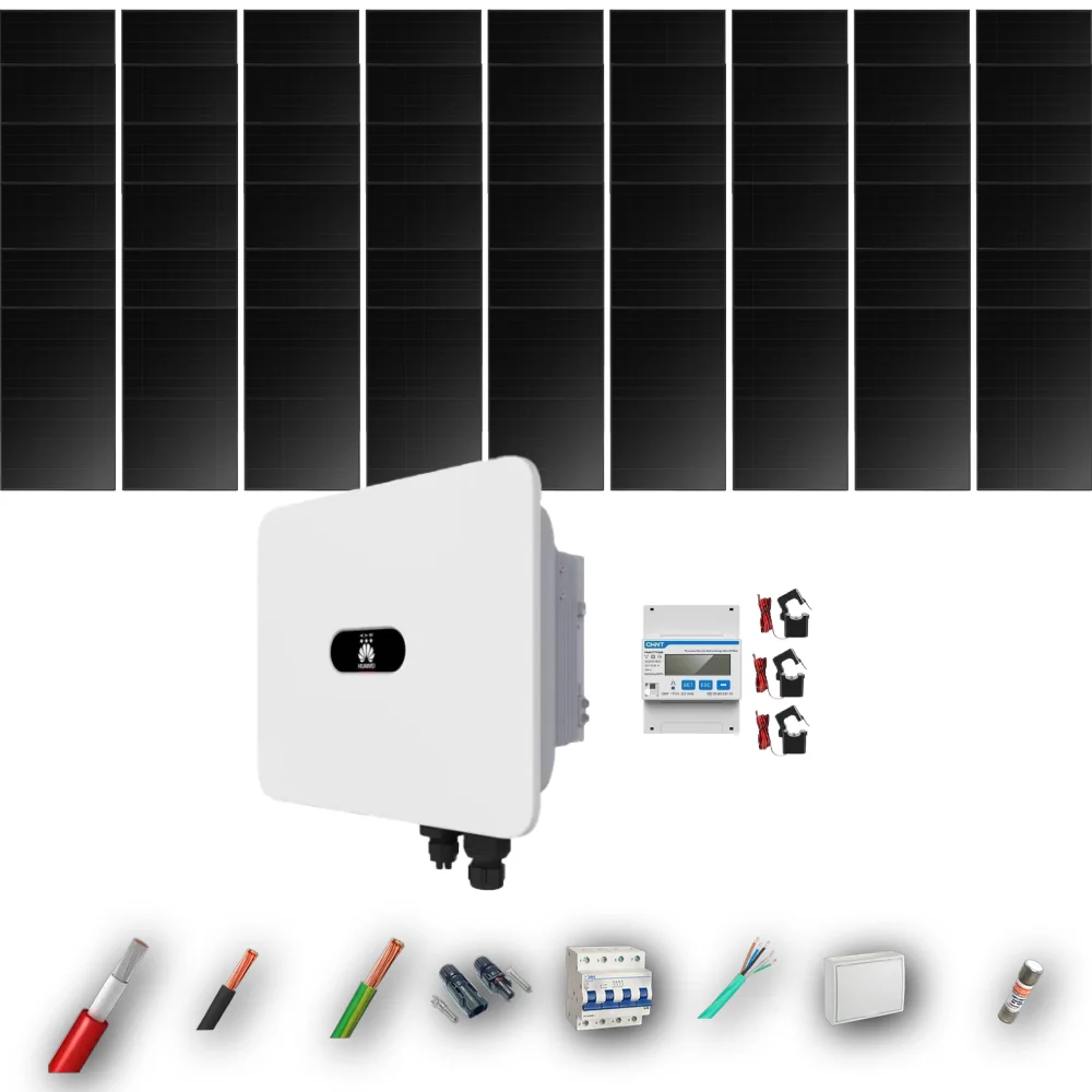 Kit Solar Trifásico Full Black Autoconsumo Huawei 25kW 47xPanel Solar Longi 475Wp 54 Paneles - CuencaSolar