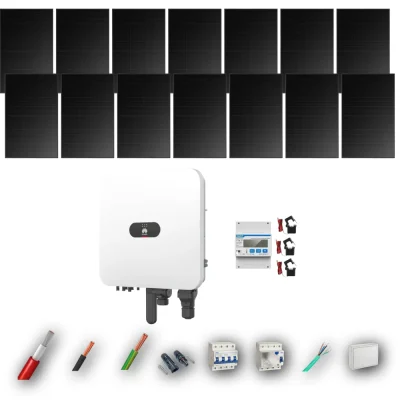 Kit Solar Trifásico Full Black Autoconsumo Huawei 5kW 4xPanel Solar Hyundai 500Wp 14 Paneles - CuencaSolar