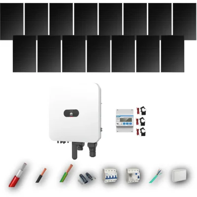 Kit Solar Trifásico Full Black Autoconsumo Huawei 5kW 4xPanel Solar Hyundai 500Wp 15 Paneles - CuencaSolar