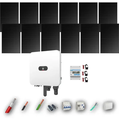 Kit Solar Trifásico Full Black Autoconsumo Huawei 5kW 4xPanel Solar Hyundai 500Wp 12 Paneles - CuencaSolar