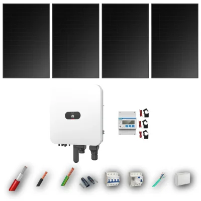 Kit Solar Trifásico Full Black Autoconsumo Huawei 5kW 4xPanel Solar Longi 475Wp 4 Paneles - CuencaSolar