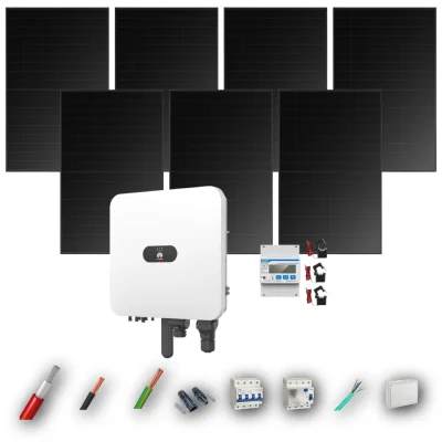 Kit Solar Trifásico Full Black Autoconsumo Huawei 5kW 4xPanel Solar Longi 475Wp 7 Paneles - CuencaSolar
