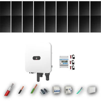 Kit Solar Trifásico Full Black Autoconsumo Huawei 6kW 16xPanel Solar Hyundai 500Wp 18 Paneles - CuencaSolar