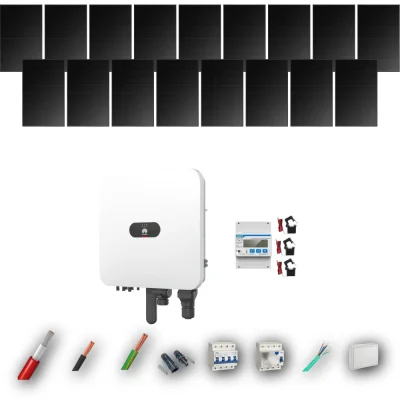 Kit Solar Trifásico Full Black Autoconsumo Huawei 6kW 16xPanel Solar Longi 475Wp 17 Paneles - CuencaSolar