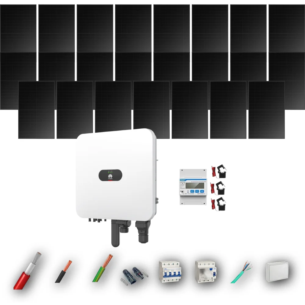 Kit Solar Trifásico Full Black Autoconsumo Huawei 8kW 20xPanel Solar Hanersun 510Wp 23 Paneles - CuencaSolar