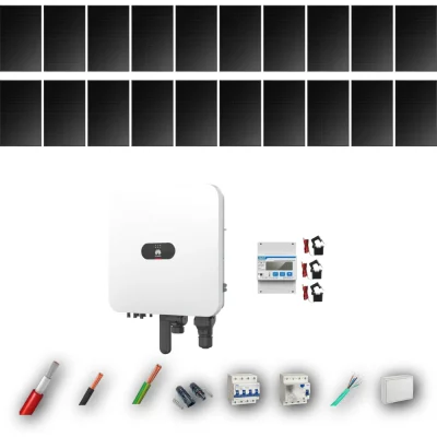Kit Solar Trifásico Full Black Autoconsumo Huawei 8kW 20xPanel Solar Hyundai 500Wp 20 Paneles - CuencaSolar