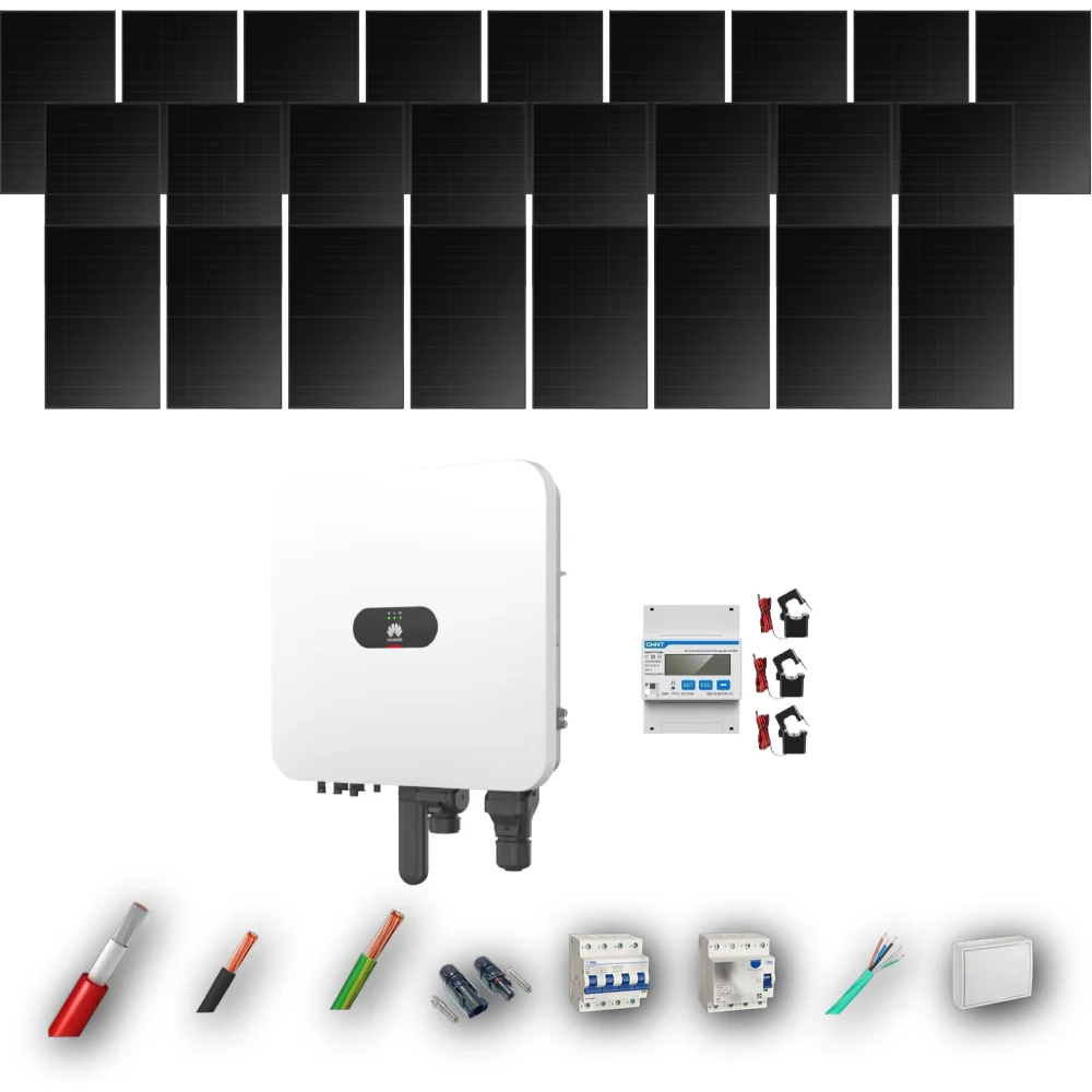 Kit Solar Trifásico Full Black Autoconsumo Huawei 8kW 20xPanel Solar Longi 475Wp 25 Paneles - CuencaSolar