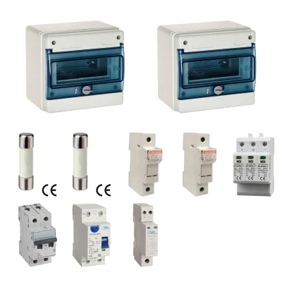Kit de 2 cuadros fotovoltaicos: DC 1 string 16A gPV y AC 32A monofásico – 1000V: dos envolventes y protecciones principales