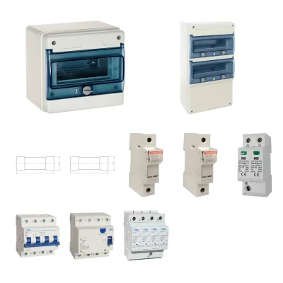 Kit de 2 cuadros fotovoltaicos: DC 1 string 20A gPV y AC 16A trifásico – 600V: dos envolventes y protecciones principales