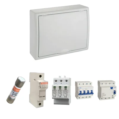 Kit de cuadro fotovoltaico: DC 1 string 30A gPV y AC 16A trifásico – 1000V: una envolvente y las protecciones incluidas
