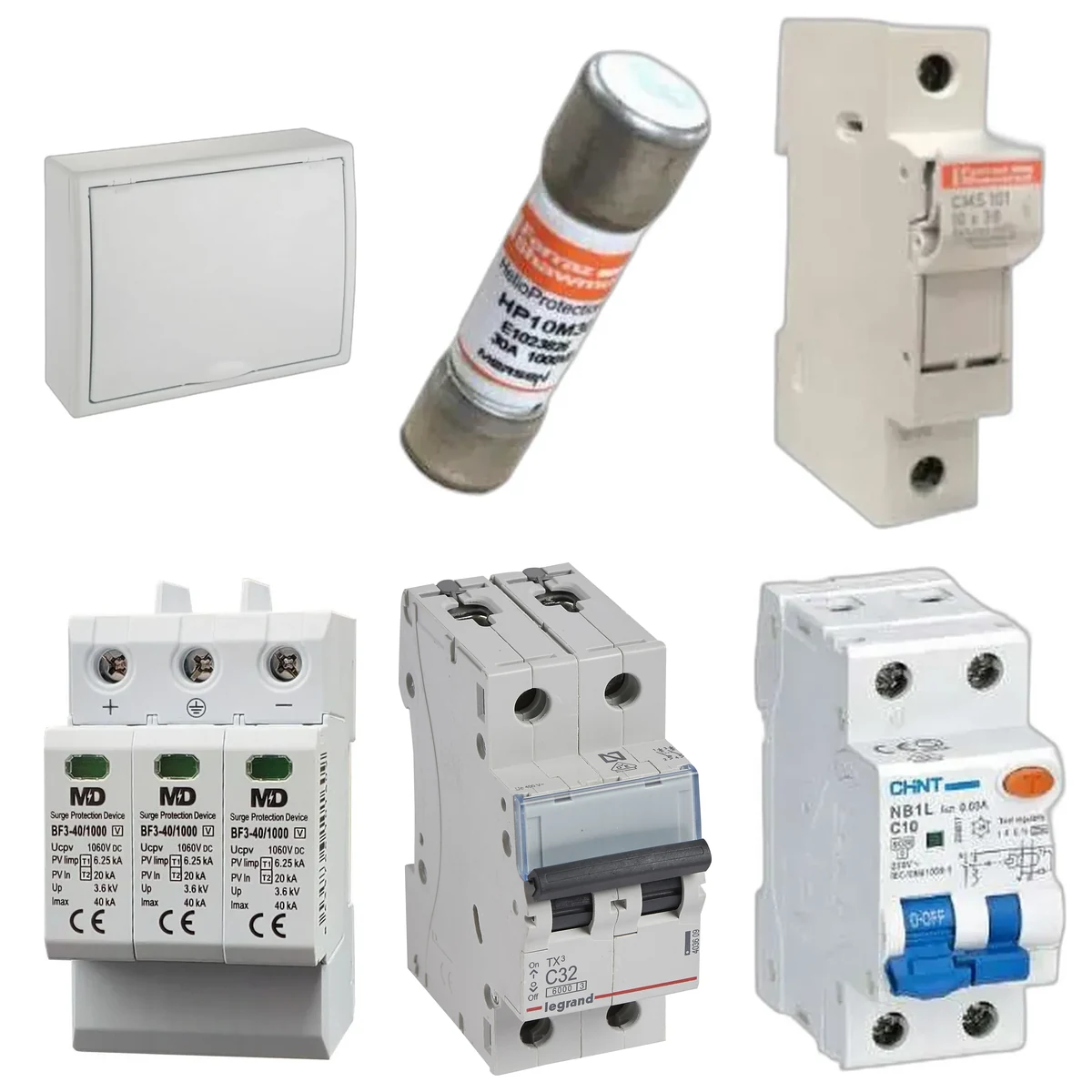 Envolvente y protecciones incluidas en Kit de cuadro fotovoltaico: DC 1 string 30A gPV y AC 32A monofásico – 1000V