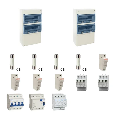 Kit de 2 cuadros fotovoltaicos: DC 2 strings 16A gPV y AC 32A trifásico – 1000V: dos envolventes y protecciones principales