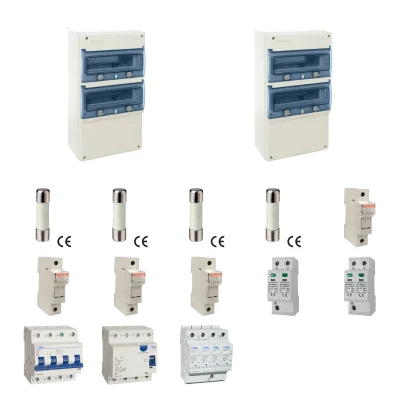 Kit de 2 cuadros fotovoltaicos: DC 2 strings 16A gPV y AC 32A trifásico – 600V: dos envolventes y protecciones principales