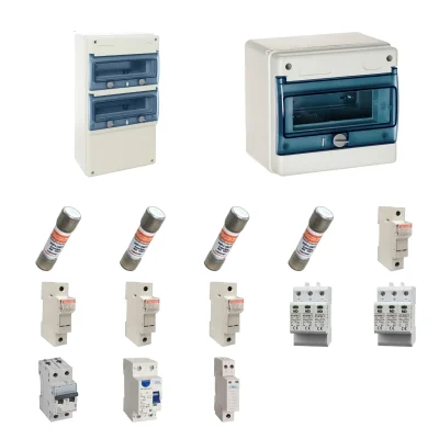 Kit de 2 cuadros fotovoltaicos: DC 2 strings 30A gPV y AC 32A monofásico – 1000V: dos envolventes y protecciones principales