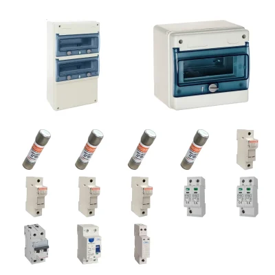 Kit de 2 cuadros fotovoltaicos: DC 2 strings 30A gPV y AC 32A monofásico – 600V: dos envolventes y protecciones principales