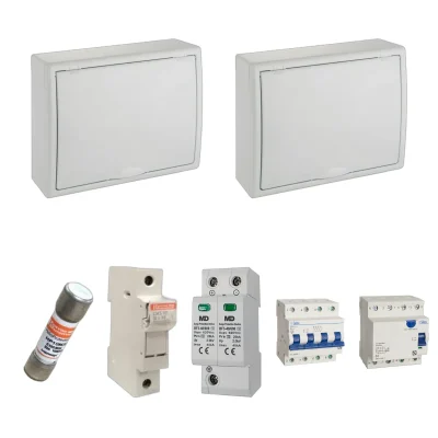 Kit de cuadro fotovoltaico: DC 3 strings 30A gPV y AC 16A trifásico – 600V: dos envolventes y las protecciones incluidas