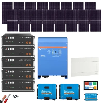 Kit Solar Aislada Victron 10kW 16 Paneles JA Solar 605Wp N-Type 5 Baterias Pylontech 24kWh - kit solar JA Solar 605Wp