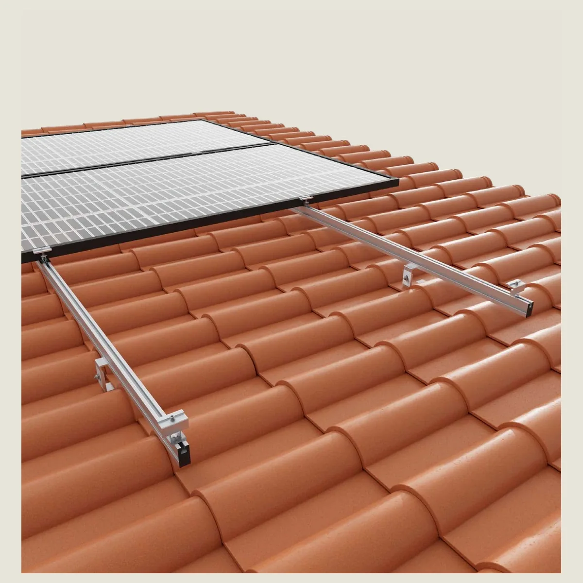 Kit de estructura Sunfer para 16 paneles solares en vertical – tejado de teja con salvatejas - CuencaSolar