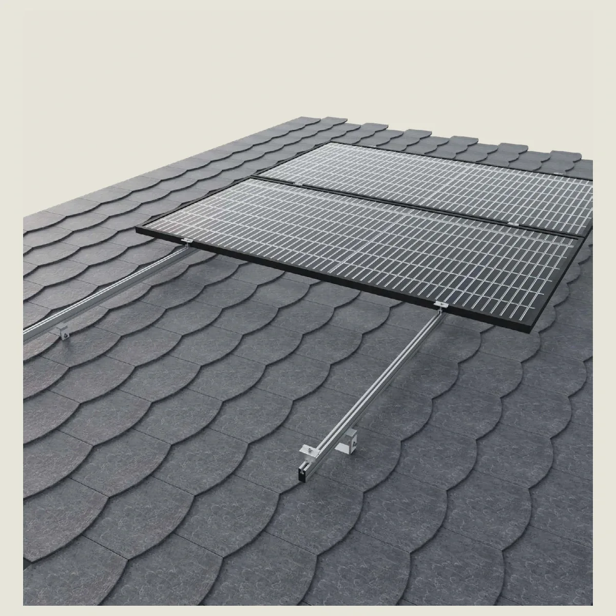 Kit de estructura Sunfer para 7 paneles solares en vertical – tejado de pizarra con salvatejas laterales - CuencaSolar