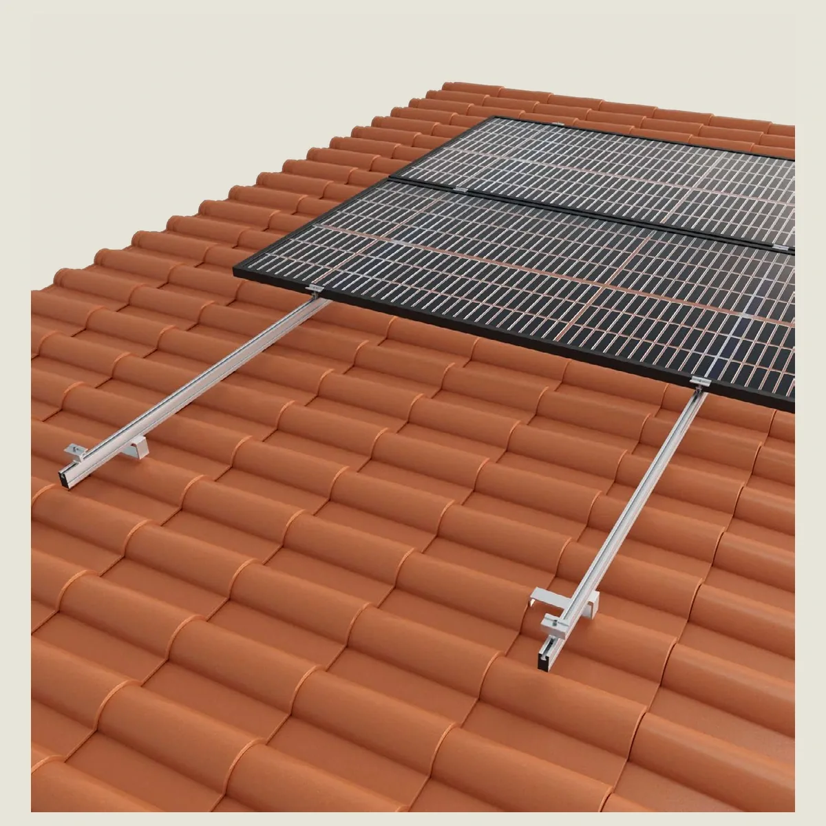 Kit de estructura Sunfer para 8 paneles solares en vertical – tejado de teja con salvatejas regulables - CuencaSolar