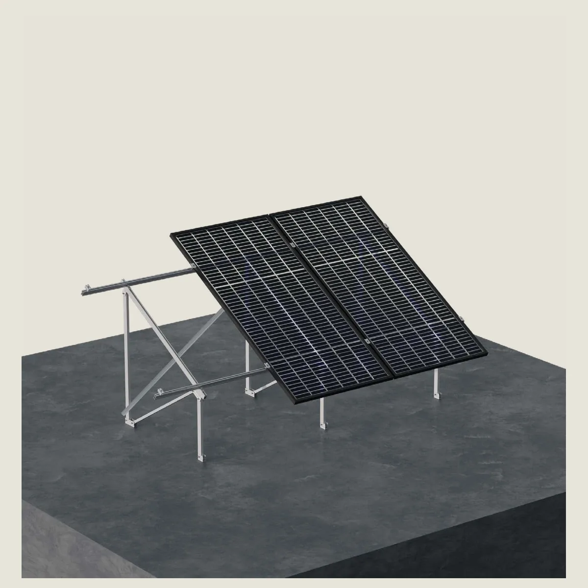 Kit de estructura Sunfer para 15 paneles solares en vertical – terreno en una fila con inclinación de 15° - CuencaSolar