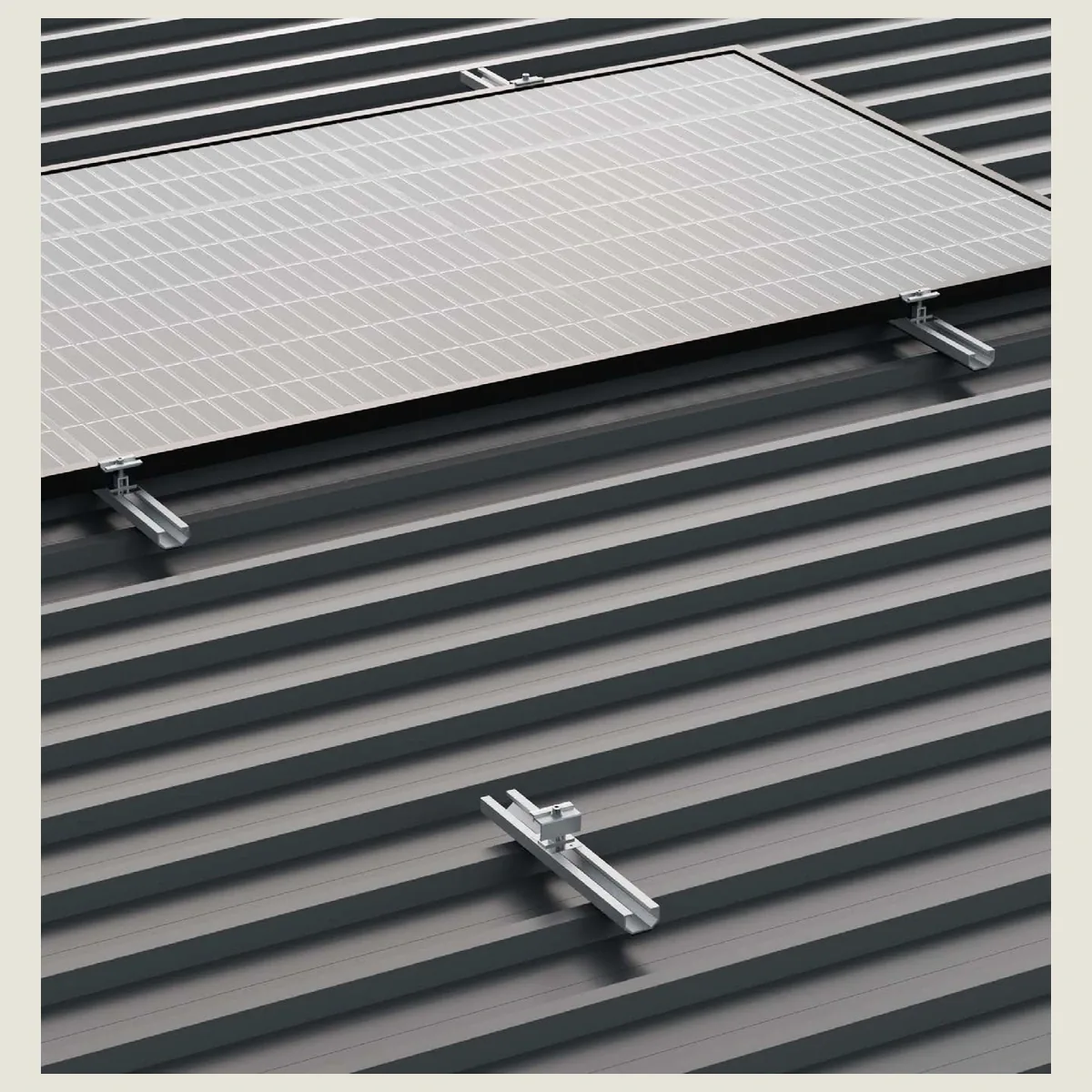 Kit de estructura Sunfer para 12 paneles solares en vertical – cubierta grecada con microraíl y toma de tierra - CuencaSolar