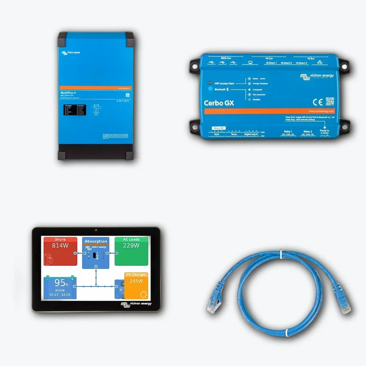 Pack Victron MultiPlus II 48/5000/70-50 230V + Cerbo GX MK2 + GX Touch 50 - CuencaSolar