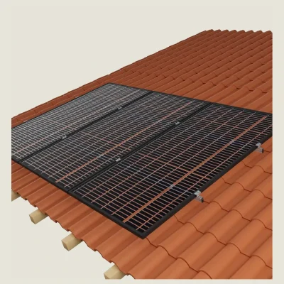 Kit de estructura Sunfer para 13 paneles solares en vertical – tejado de teja con varilla y carril continuo - CuencaSolar