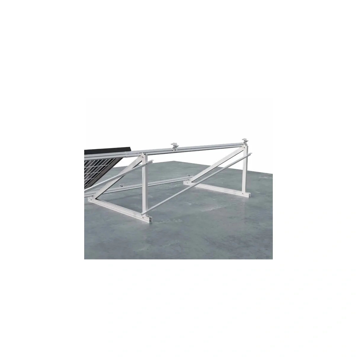 Kit de estructura Sunfer para 6 paneles solares en horizontal – cubierta plana con triángulo cerrado a 30° - CuencaSolar