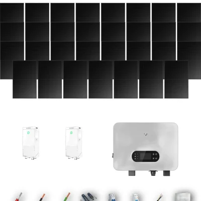 [GOODWE-RANGE-20260917] AISL HANERSUN510FB ESUNIQ 12KW POWERBRICK 2B 27-31P | Kit Solar Aislada GoodWe 13.77 kWp 27 Paneles Hanersun 510Wp Full Black bifacial ES Uniq 12 kW 2 Baterías Dyness PowerBrick Plus 32.14 kWh Monofásico 31 Paneles - CuencaSolar
