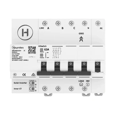 Conmutador de respaldo trifásico Hoymiles HiSwitch 63 A para sistema HiOne (HiSwitch-63T-G3) - CuencaSolar