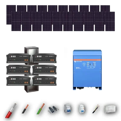 Kit Solar Aislada Victron 10kW JA Solar 600Wp 6 Baterias Pylontech 28,8kWh 20 Paneles - CuencaSolar