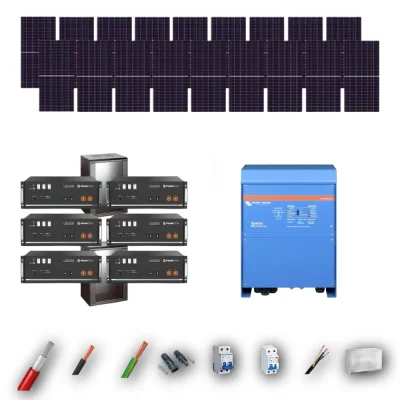 Kit Solar Aislada Victron 10kW JA Solar 635Wp 6 Baterias Pylontech 28,8kWh 18 Paneles - CuencaSolar