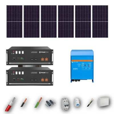Kit Solar Aislada Victron 5kW JA Solar 600Wp 2 Baterias Pylontech 9,6kWh 6 Paneles - CuencaSolar