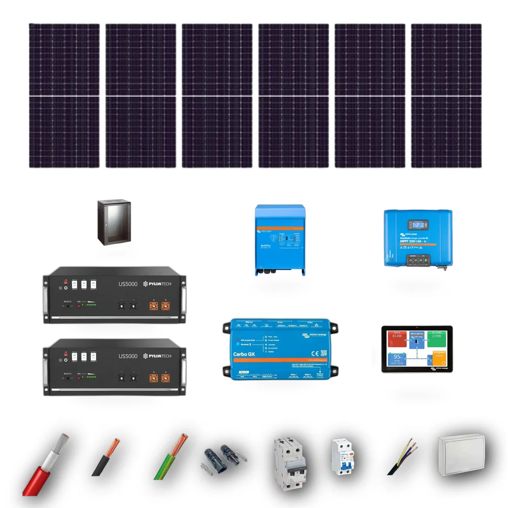 Kit Solar Aislada Victron 5kW JA Solar 600Wp 2 Baterias Pylontech 9,6kWh 6 Paneles - CuencaSolar